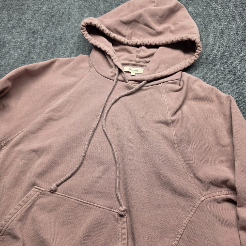 Madewell Oversized French Terry Raglan Hoodie Sweatshirt Women S Dusty Mauve - Picture 8 of 10